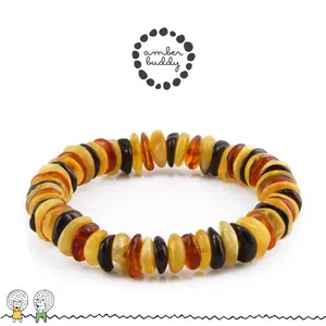 Amber Buddy | BLE240 Gelang Amber Dewasa Cognac Glossy - 18cm.