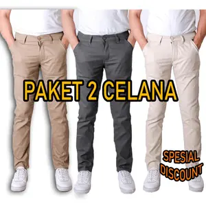 PROMO BELI 1 GRATIS 1 Celana Chinos Panjang Pria Slimfit Melar