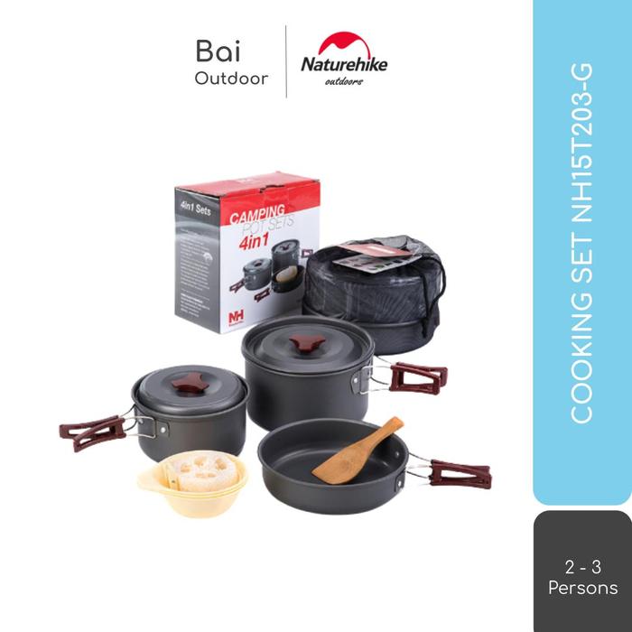 Gambar COOKING SET NATUREHIKE NH15T203-G PANCI WAJAN POT NESTING CAMPING - NH15T203-G dari Bai Outdoor Kota Administrasi Jakarta Timur Tokopedia