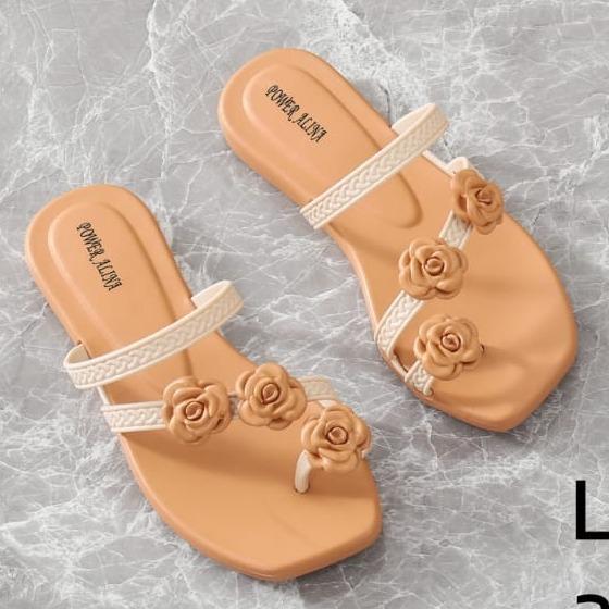 Sandal Jelly Jepit | Sandal Jepit Tali L929-K1 | Sandal Jepit Motof Bunga Sendal Wanita Flat 1