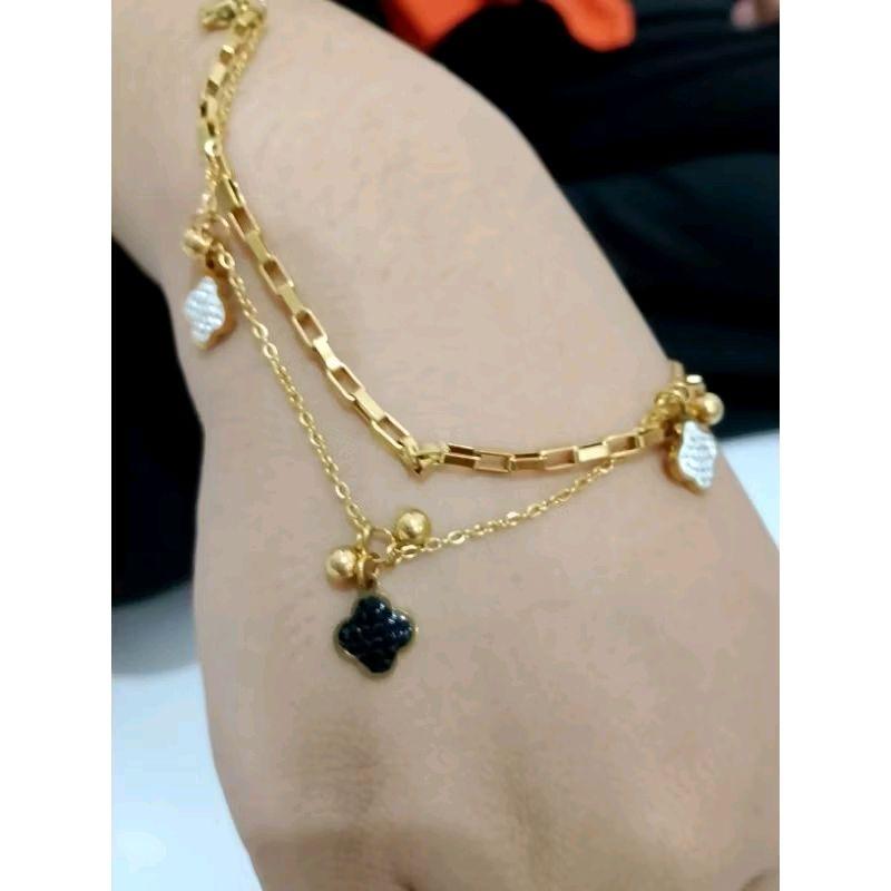 U gelang bunga hitam permata ctm titanium cantik 1