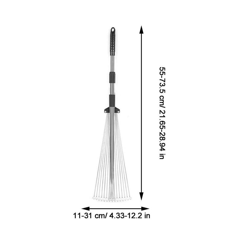 Product Introduction of Grass Rake 9 Teeth Stainless Steel Rake Adjustable Steel Rake With Handle Gardening Rake L6K4 18