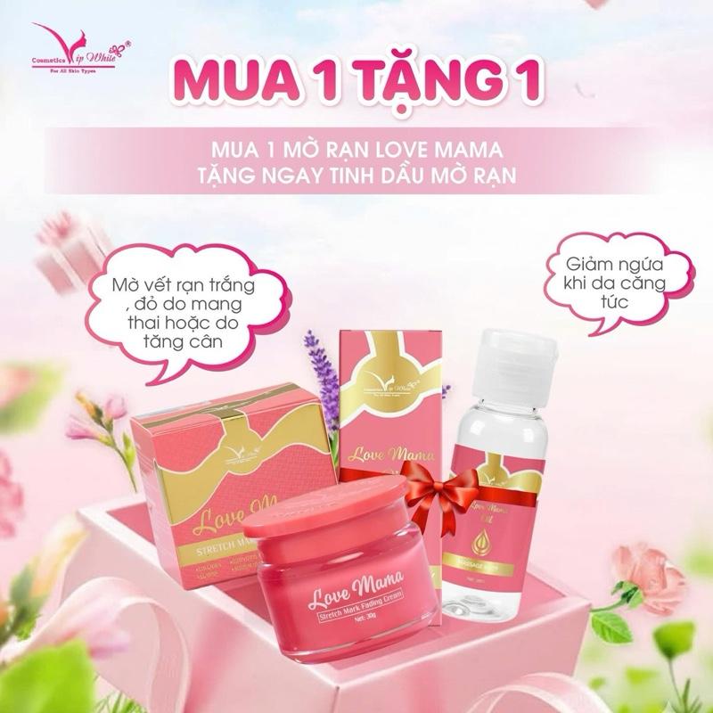   MUA 1  KEM RẠN TẶNG 1 TINH DẦU RẠN DA  Kem Trị Rạn Da LoveMama 30g - Dành Cho Mẹ Bầu & Mẹ Bỉm Giảm Rạn Đỏ Trắng Đen 
