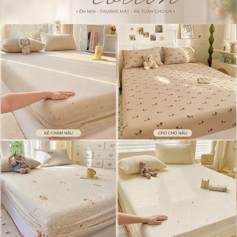 ga nệm lẻ COTTON , KHÔNG KÈM GỐI ( bọc đệm dưới 12cm)