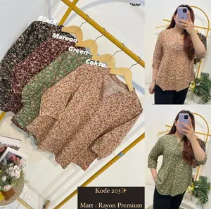 aster kemeja blus wanita fashion atasan baju perempuan kekinian bahan rayon premium kancing 3