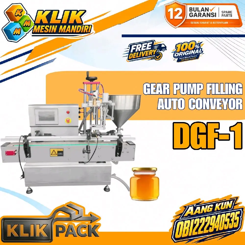Mesin Filling Gear Pump System Pengisian Cairan Kental Conveyor Full Automatic DGF-1