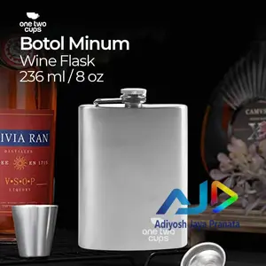One Two Cups Botol Minum Wine Bir Hip Flask Stainless Steel 201 8oz - MS351