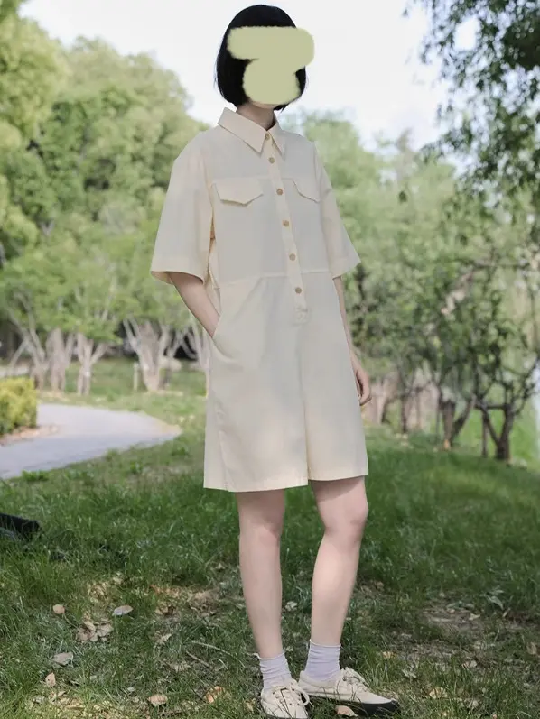 ESOM ROMPER WITH POCKET DETAIL UTILITY TWILL PLAYSUIT LOOSE WIDE LEG SHORT SLEEVE KOREAN STYE 8