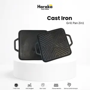 Haraka 2 in 1 Double Grill Pan Cast Iron 24 x 24 cm