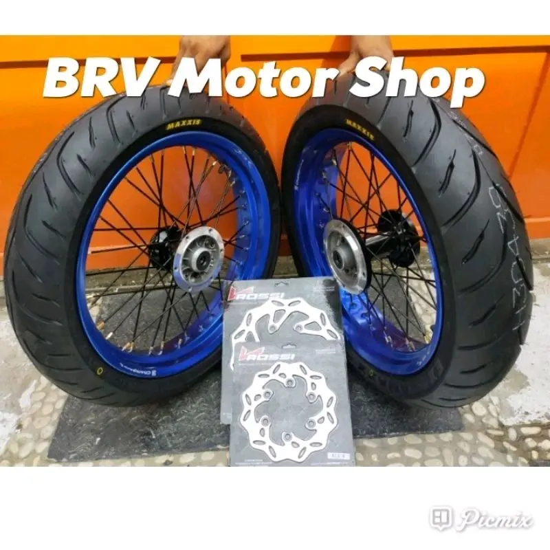Velg Super Moto Klx150 D Tracker 150 Ukuran 300-350+17 250+300-17 Tromol Ori Ban Tubles