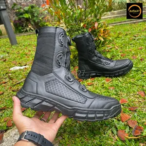 Sepatu Pdl Tali Putar Jaring Tawon Warna Hitam Doff Cocok buat Tugas