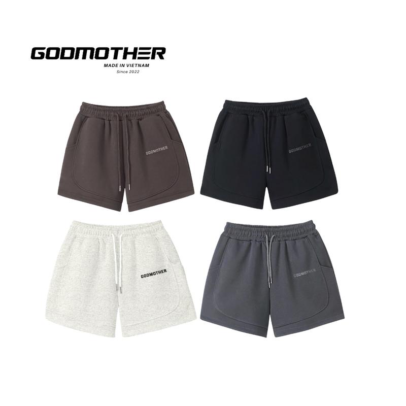 Quần Short Nỉ 2 Da GODMOTHER Quần Đùi Cạp Chun Ống Rộng Nam Nữ Unisex Phong Cách Trẻ Trung Năng Động