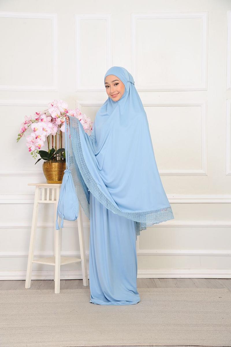 Product Introduction of Telekung Viscose Single Lace Dewasa..ada lace dkt kepala 3