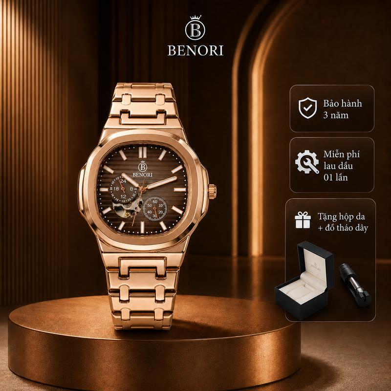 Đồng hồ nam đeo tay chính hãng Benori automatic tự động thiết kế PT nautilus…