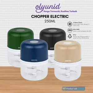 【CUCI GUDANG】【exclusive moozone】acento Mini Electric Chopper Nirkabel Penghalus Bumbu Otomatis 3 Lapis Stainless Steel