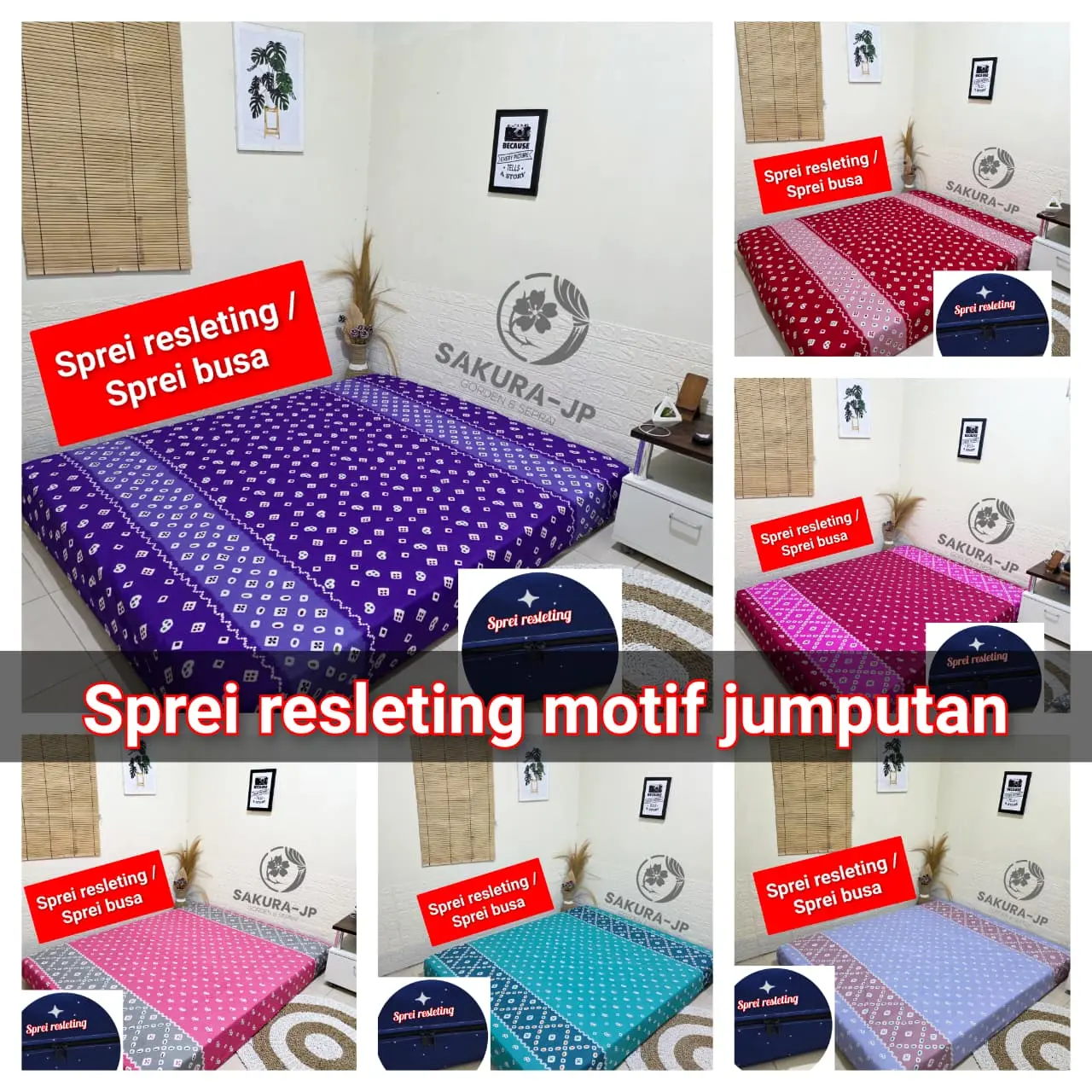 Sprei resleting motif jumputan terbaru semua ukuran ada