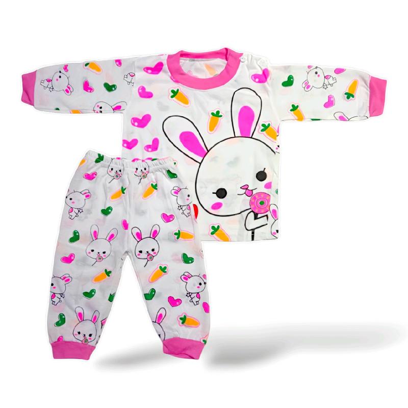 Setelan baju bayi 1pcs/Paket 3Pcs Perempuan Lengan Panjang Motif Kelinci/  Setelan Baju Celana - Katun Lembut Perempuan Fashion Anak Biru Pink 2