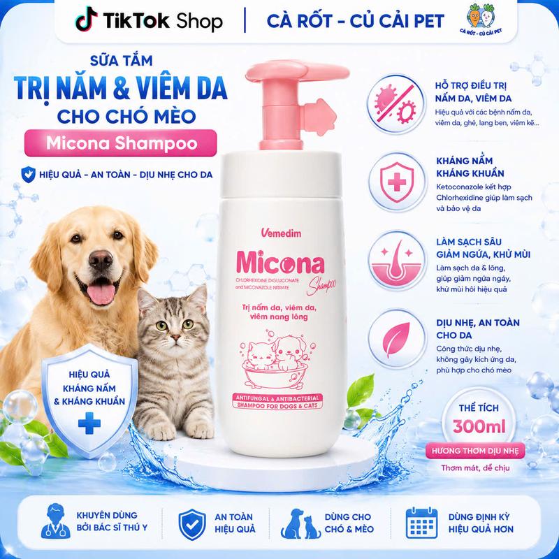 Sữa tắm chống nấm Micona cho chó mèo 200ml