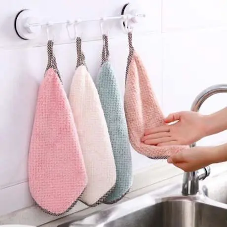 (2 pcs) kain lap tangan / lap piring coral 25x25cm gantung