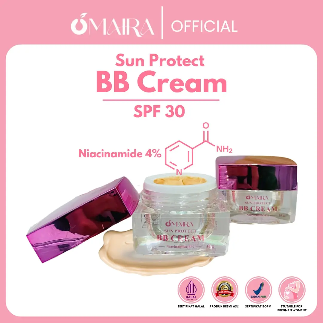 Omaira beauty -  Sun Protect BB Cream 30 SPF  Membantu melindungi kulit wajah dari efek buruk paparan sinar matahari 10gr