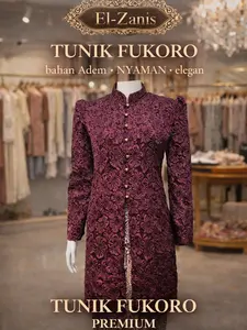 El-Zanis Tunik Fukoro Premium untuk Wisuda Kondangan Bahan Elegan Embos Jaguar Atasan Wanita Kekinian Panjang Katun