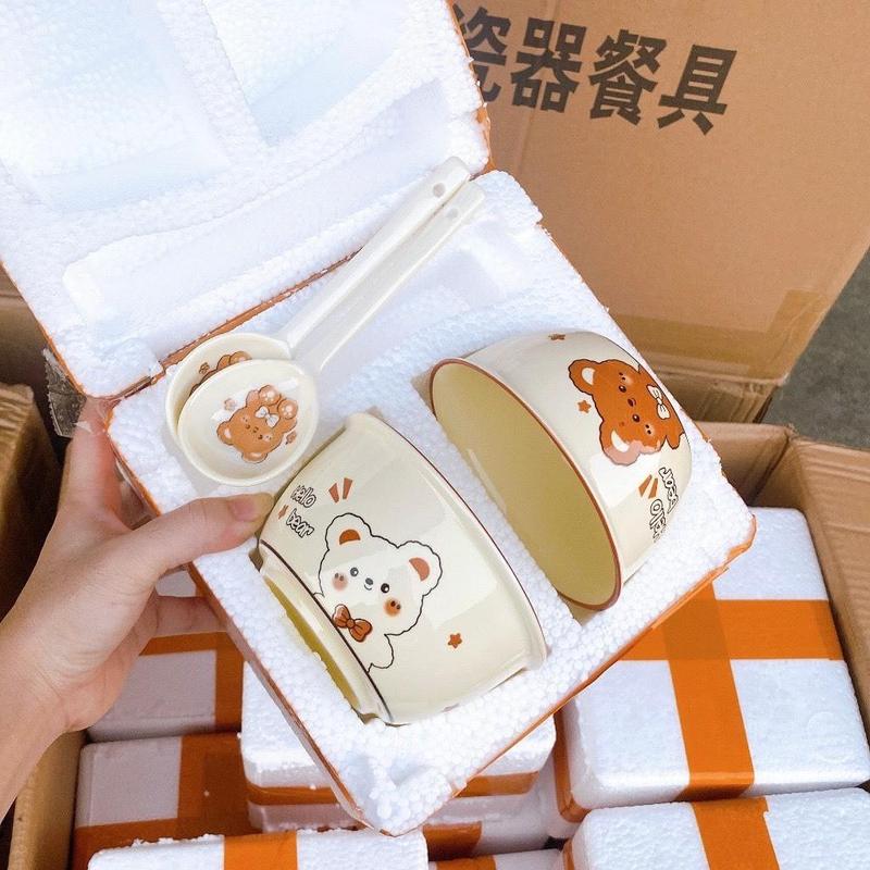 ( TẶNG KÈM 2 THÌA ) BỘ 2 BÁT SỨ KÈM THÌA HÌNH LỢN DỄ THƯƠNG 6