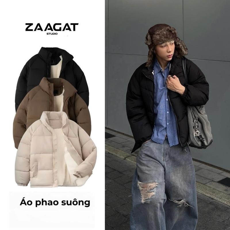   ĐỘC QUYỀN KHÔIMET7   Áo phao lót lông cừu cao cấp ZAAGAT form suông chống rét đại hàn-ÁO PHAO LÓT LÔNG CỪU FORM SUÔNG nỉ nam bomber 