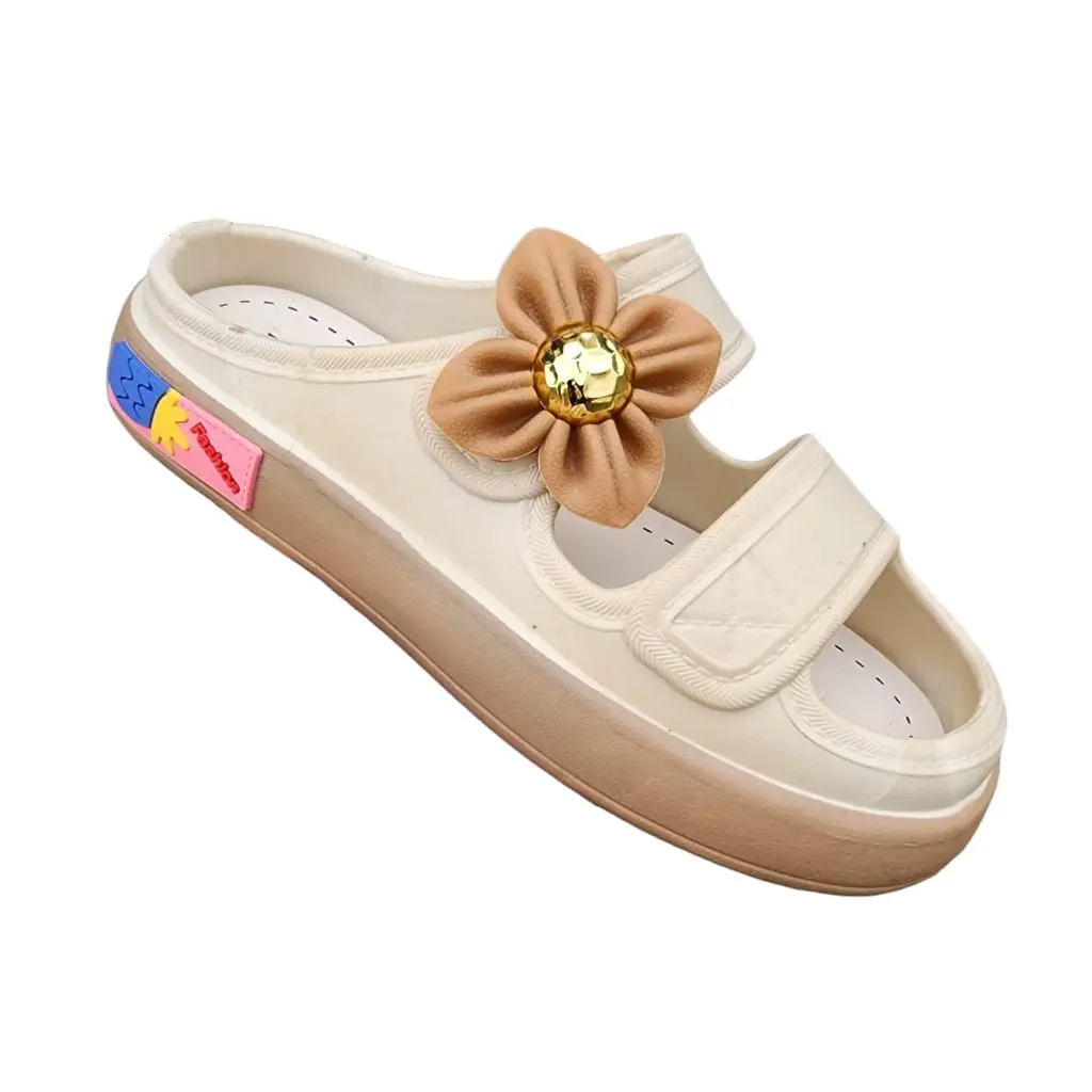 Sendal Karet Wanita Sandal Wanita Slip On Sandal Anak Cewek Sendal Bunga Sandal Slop Wanita Sandal Santai Sendal Jalan Sandal Wanita Sendal Perempuan Wanita Karet PVC020 Coklat Hitam Pink Putih