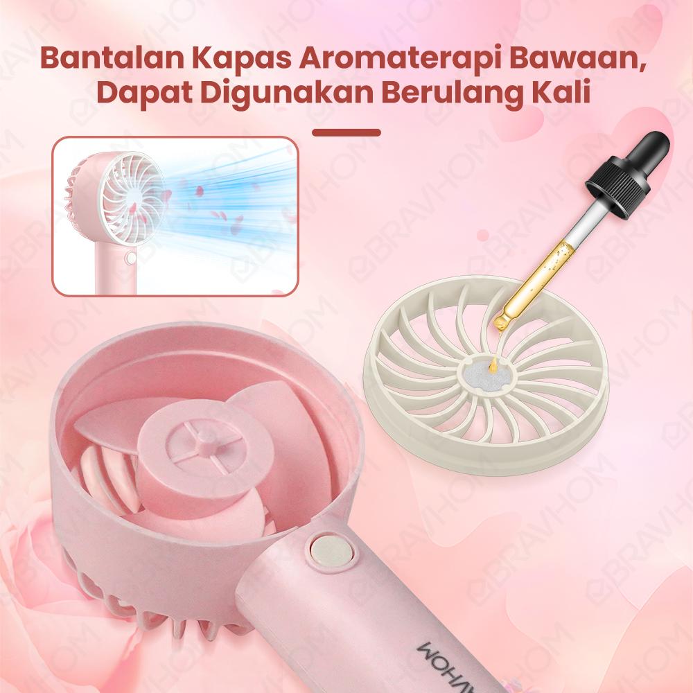 (COD)Bravhom 2lN1 Kipas Angin Mini PortableAromaterapi 3 Kecepatan Phone Holder