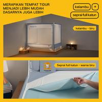 Gambar Medoga Kelambu SPREI Pro Anti Jatuh Anti Nyamuk Tenda Bayi & Dewasa Jumbo Kotak 120 160 180 200 - Biru, 180x198 dari kelambu medoga Kab. Tangerang 1 Tokopedia