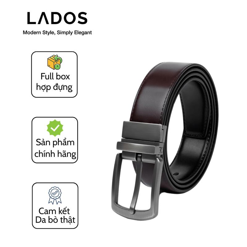 Thắt lưng nam cao cấp LADOS - 3101 da 2 Lớp Full Hộp Đựng  khóa kim loại xoay 360 độ, sang trọng lịch sự