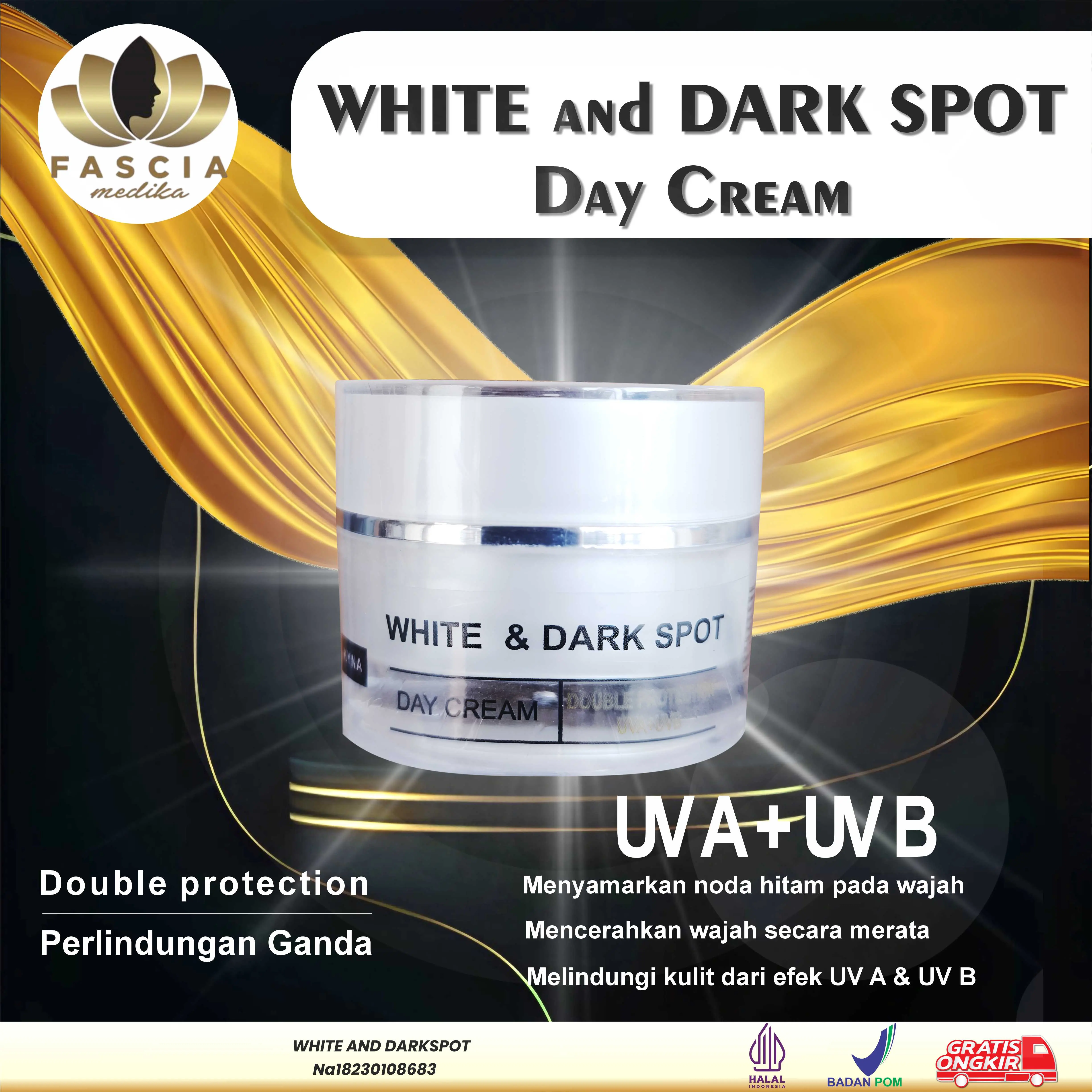 (BPOM KYNA BEAUTY SKINCARE) White & Dark Spot Day Cream 10g Brightenng Cream Penverah Wajah Menyamarkan Noda Hitam Dark Spot With Double Protection UVA & UVB Memudarkan Flek Mencerahkan Wajah Pencerah Pelembab