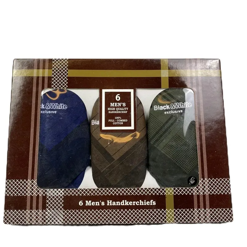 6 Pcs Sapu Tangan Pria Katun Terang Dan Gelap Sapu Tangan Handkerchief Ukuran 43x43 3