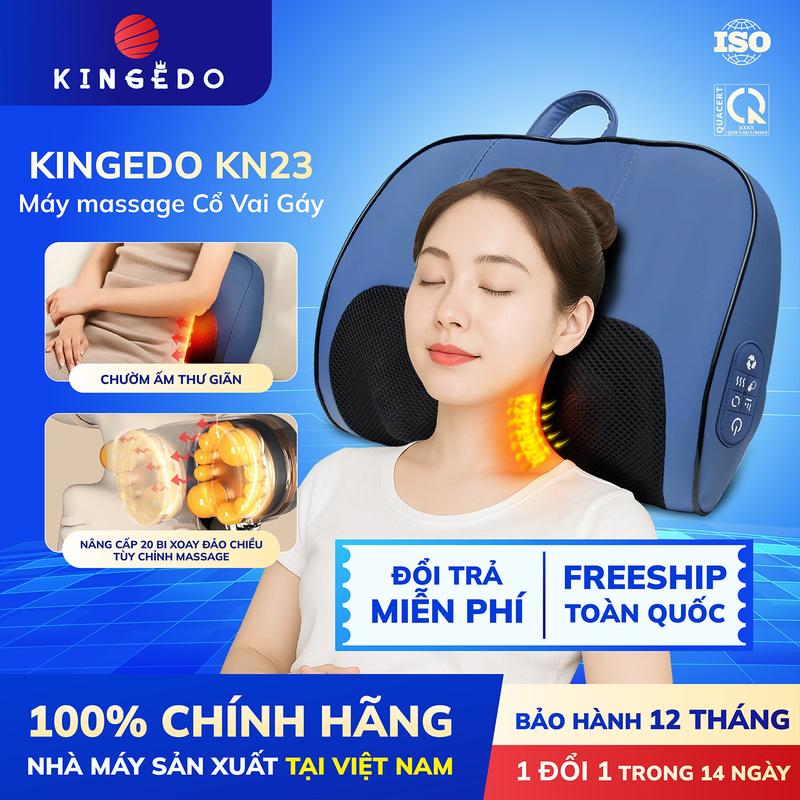 Gối Massage Cổ Vai Gáy KingEdo KN23 - Máy Mát Xa Toàn Thân Nhiệt Hồng Ngoại - Chuyên Sâu Cho Cổ Vai Gáy Lưng Đùi Chân Quà Tặng Cho Bạn Bè Người Thân