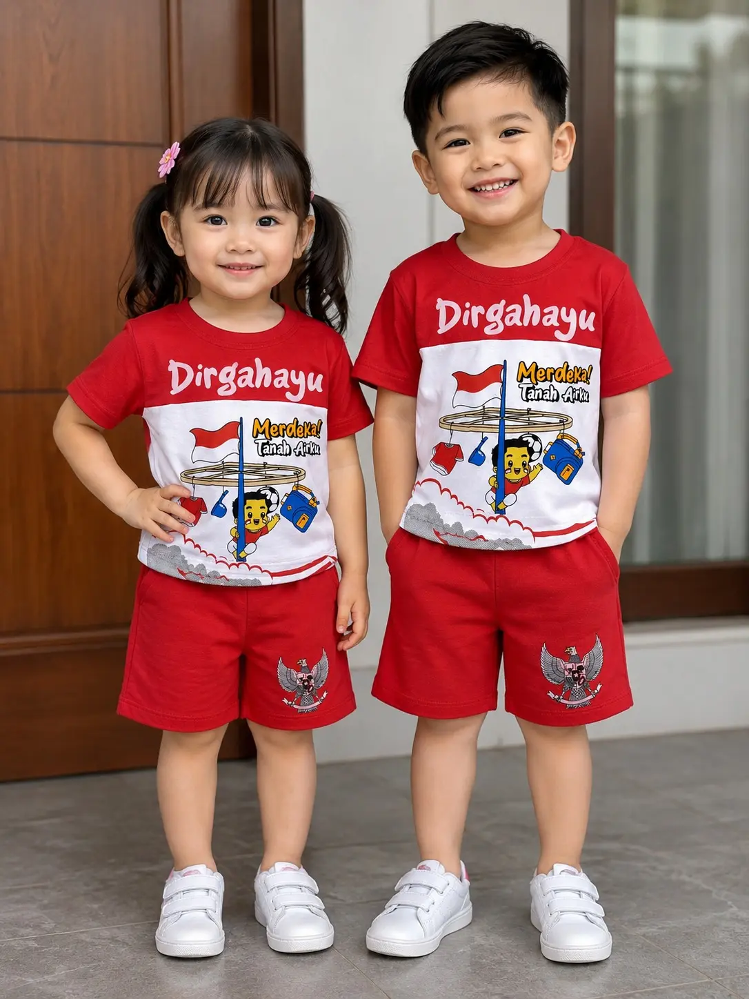 Setelan Anak Karakter Kemerdekaan RI Katun Adem untuk Bayi & Balita 0-5 Tahun