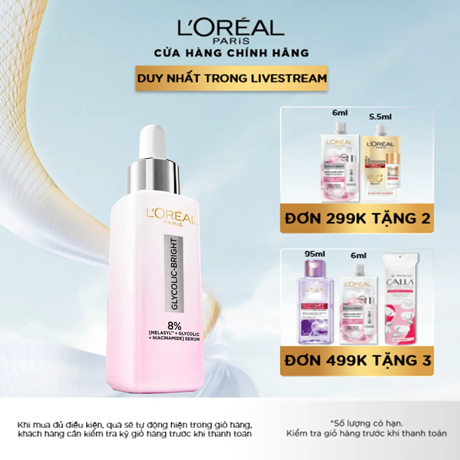 SERUM DƯỠNG SÁNG, MỜ THÂM MỤN & NÁM L’OREAL PARIS GLYCOLIC BRIGHT 8% [MELASYL+GLYCOLIC+NIACINAMIDE] 30ML Làm Đẹp Da Dưỡng Ẩm Da