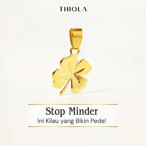 THIQLA - Liontin Bunga Clover KIRANA - Liontin Kecil Simple Mewah - Stainless Steel Mirip Liontin Titanium Motif Bunga