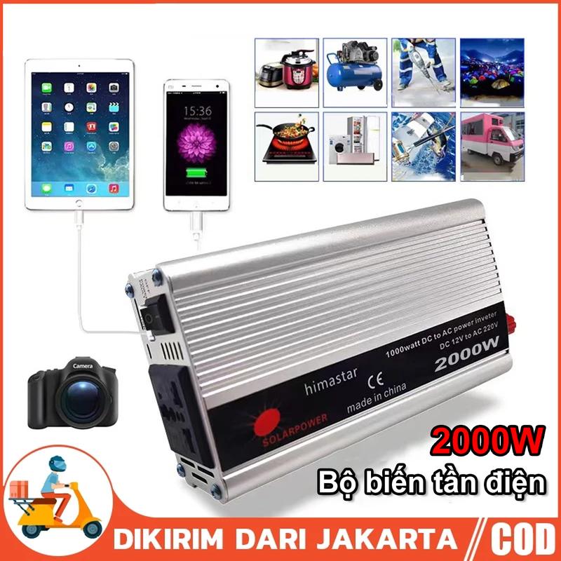  inverter Bộ biến tần sóng sin chuẩn 2000W DC 12V sang AC220V năng lượng mặt trời ắc quy xe gắn máy 
