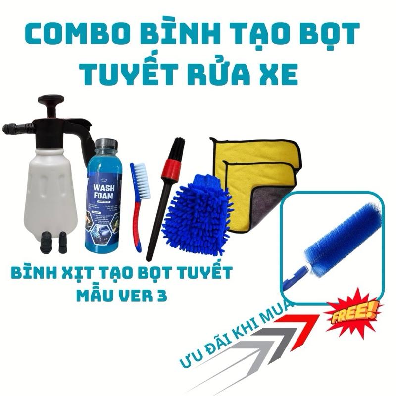   MUA Cb Tặng Chổi 45cm  Bình xịt tạo bọt tuyết tặng kèm 2 vòi xịt tặng kèm găng tay rửa xe và Dụng Cụ Kèm Xà Bông Rửa xe Có Chạm 