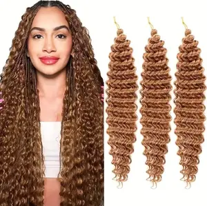 Realistic Water Wave Extension Braiding Hair Rambut Sambung Rambut Sulam Rambut Anyam Rambut Sambung Keriting Rambut Palsu Keriting Panjang