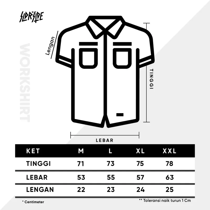 Soldierside Familia Workshirt "TheCREW" Hitam Bordir Putih-Hitam WS197 Kancing Simple kemeja pria  skena 7