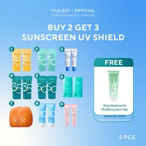 Wardah TWINPACK UV Shield Sunscreen SPF 35 PA +++ / SPF 50 PA++++ (Airy Smooth, Essential Gel, Acne Calming, Aqua Fresh, Tone Up, Physical) - Tabir Surya Wajah - Skincare