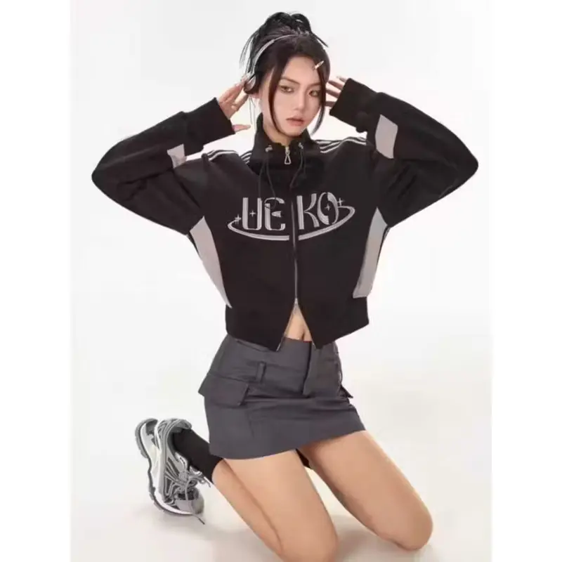 Veko Jacket Crope Wanita Oversize - Jacket Wanita Croope Korean Style Kekinian 1