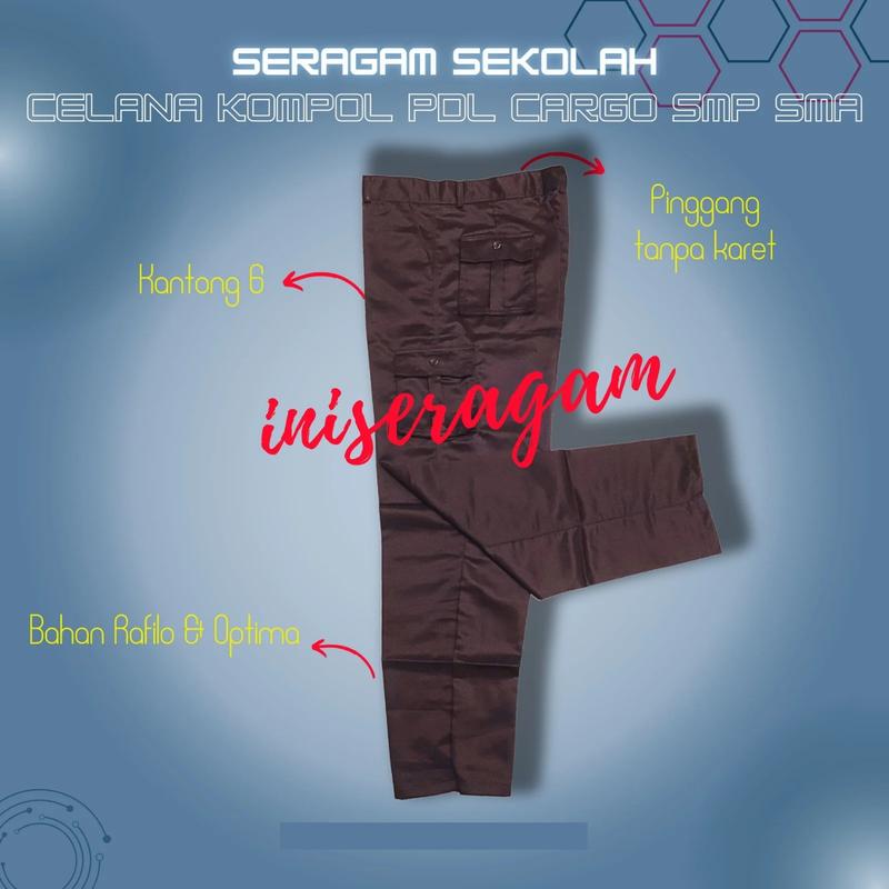 Celana PDL SMP SMA SMK Cargo Kompol Kempol Kantong Banyak Penggalang Pramuka SMP SMA Laki Laki Perempuan Wanita Cewek Panjang 1