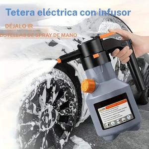 Pistola de espuma eléctrica para lavado de autos de 2 L, pulverizador de espuma manual, limpiador inalámbrico para autos y jardines, carga por USB, tanque de gran capacidad