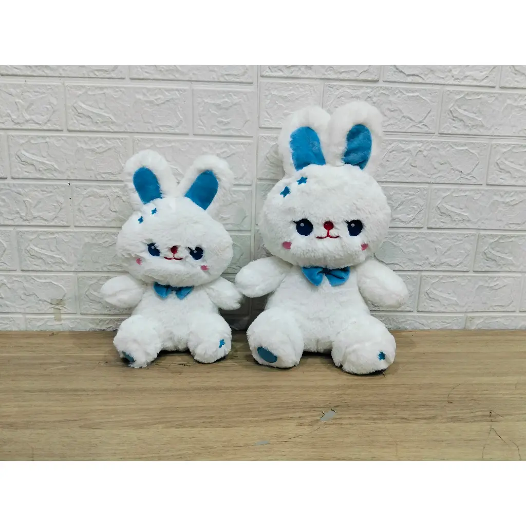 Boneka Baby Kelinci Bulu Ukuran S dan M Dengan Pita Dan Bintang, Mainan Anak Lucu