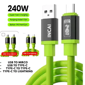 INCAI KD69 KABEL SUPER FAST CHARGING 240W COMPATIBLE FOR TYPE C / IPHONE / Mirco PREMIUM QUALITY / panjang 1.5 meter 1.5M