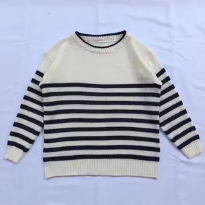 NURFAZ COLLECTION- Sweater Blouse Rajut Anak Perempuan Korean Style Motif Belang Untuk Usia 2-12tahun - Baju Rajut Anak - Atasan Anak Cewek Lucu