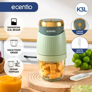 ecentio 3 Kecepatan 500ml Pemisah Telur Gratis 6 Pisau Baby Chopper Badan Kaca Food Grade Garansi 1 Tahun