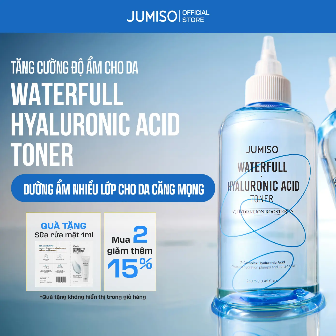 Nước hoa hồng cấp ẩm JUMISO Waterfull Hyaluronic Acid Toner 250ml
